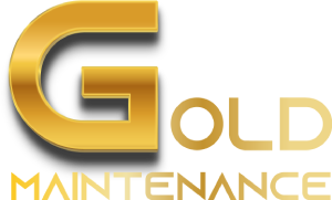 A green background with gold lettering and the word " maintenance ".